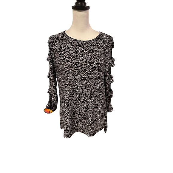 Anne Klein Tops - Anne Klein Gray Black White 3/4 Sleeve Top Medium